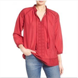 Madewell Camelia Tassel Top in Red Boho Style Size XS